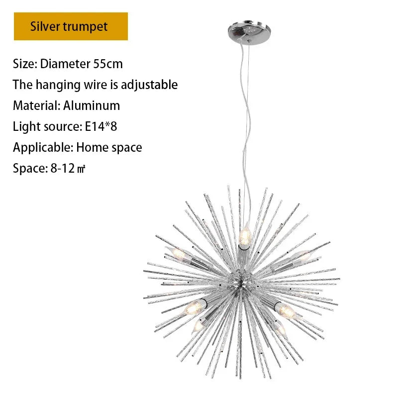 suspension lumineuse or moderne branches radiales ampoules incluses 55cm 65cm 70cm