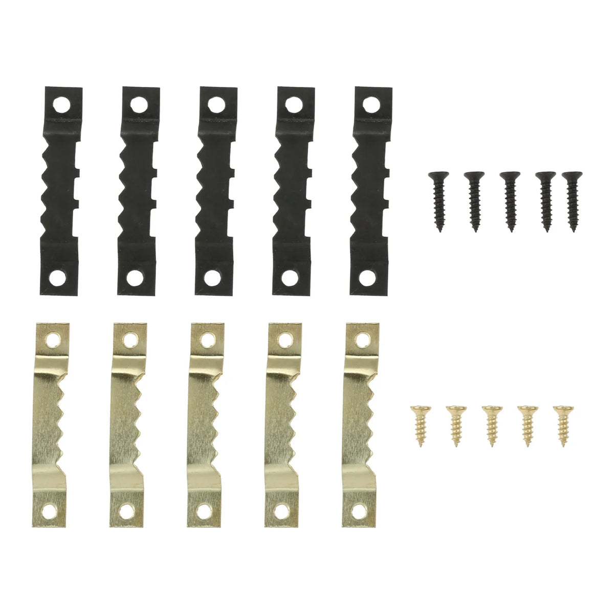 clips fixation métal dents scie or noir vis utilitaires 45x8mm 43x7mm