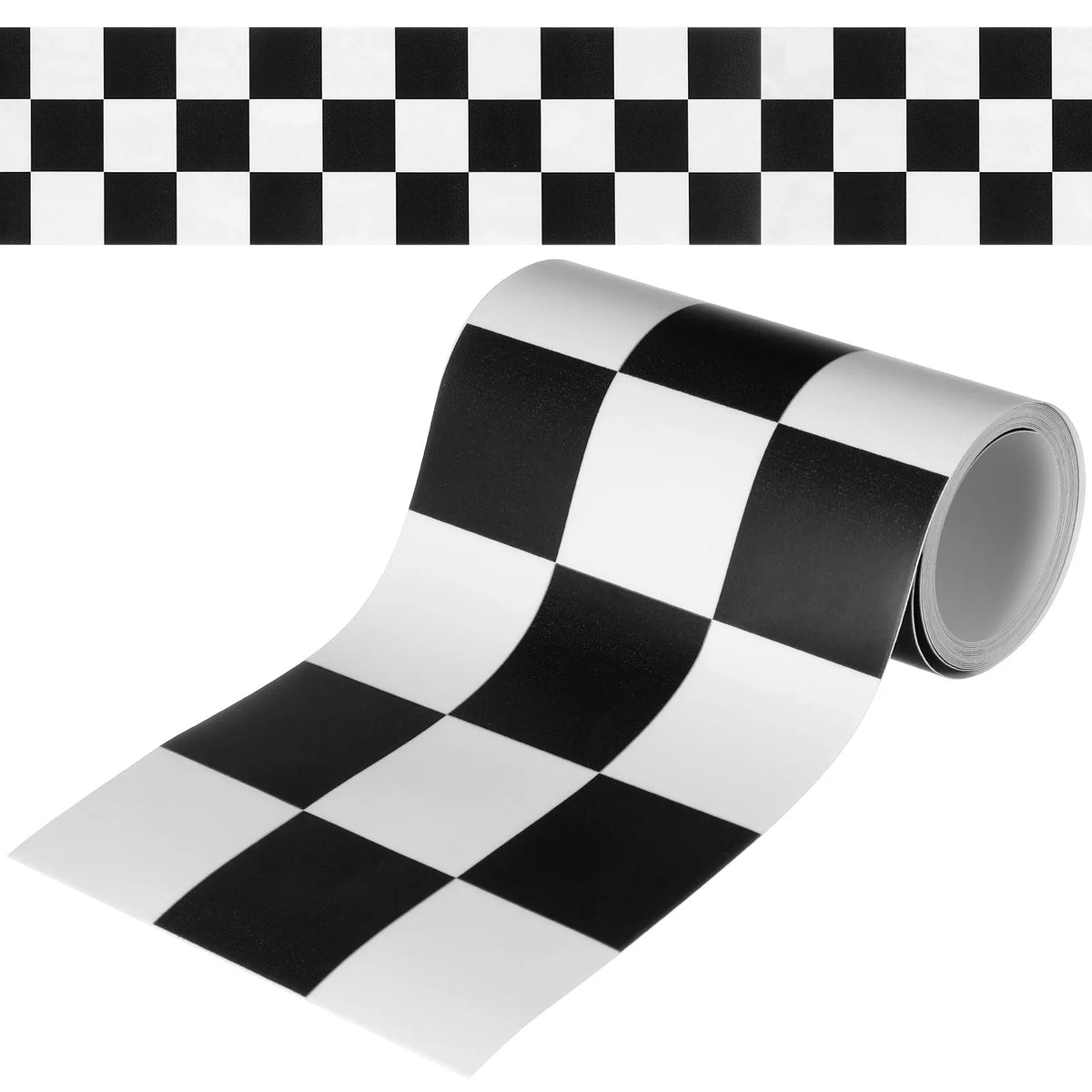 ruban decoratif adhesif carreaux damier noir blanc decoration murale bordure tableau classique