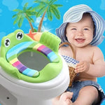 assise toilette enfant grenouille rose vert bleu rayures multicolores supports blancs ludique animalier