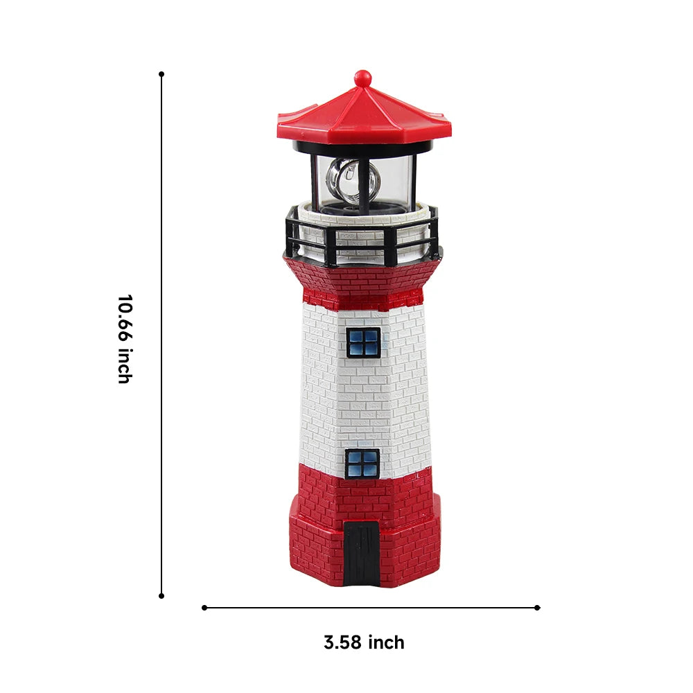 phare solaire led rouge noir decoration exterieure rotatif jardin cour patio festive