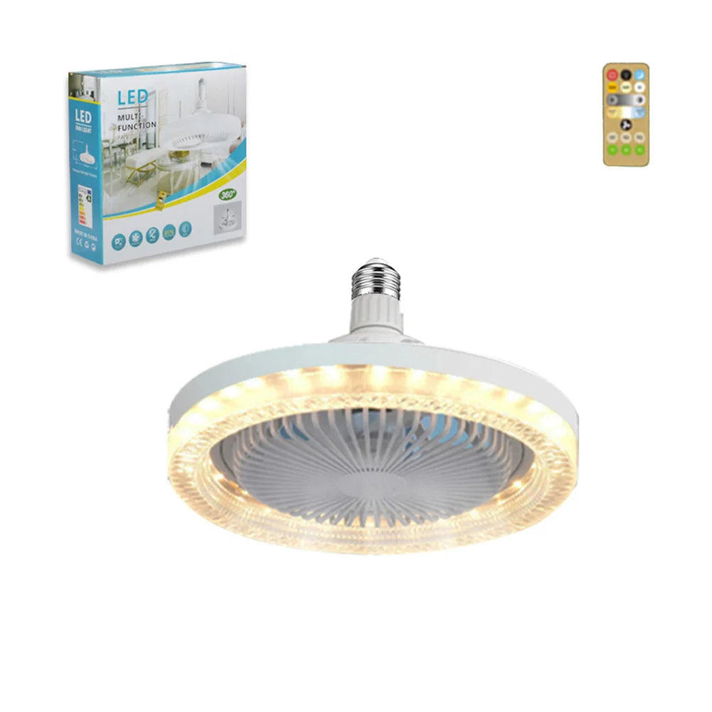 ventilateur lumière led blanc moderne vitesses réglables télécommande fixations suspension