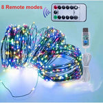 guirlande lumineuse led noel 5m 10m 20m fil cuivre vert moderne télécommande usbDecorationNoelBatterieSèche