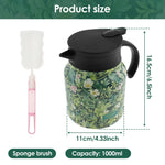 théière thermique acier inoxydable fleurs vintage poignée bois tasse assiette plateau