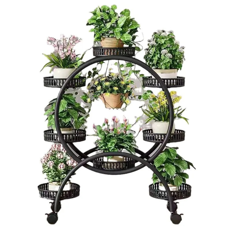 étagère plantes moderne multi niveaux roulettes blanc noir marron doré minimaliste