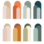 sticker mural moderne arche geometrique simple vert bleu beige orange rose marron gris minimaliste