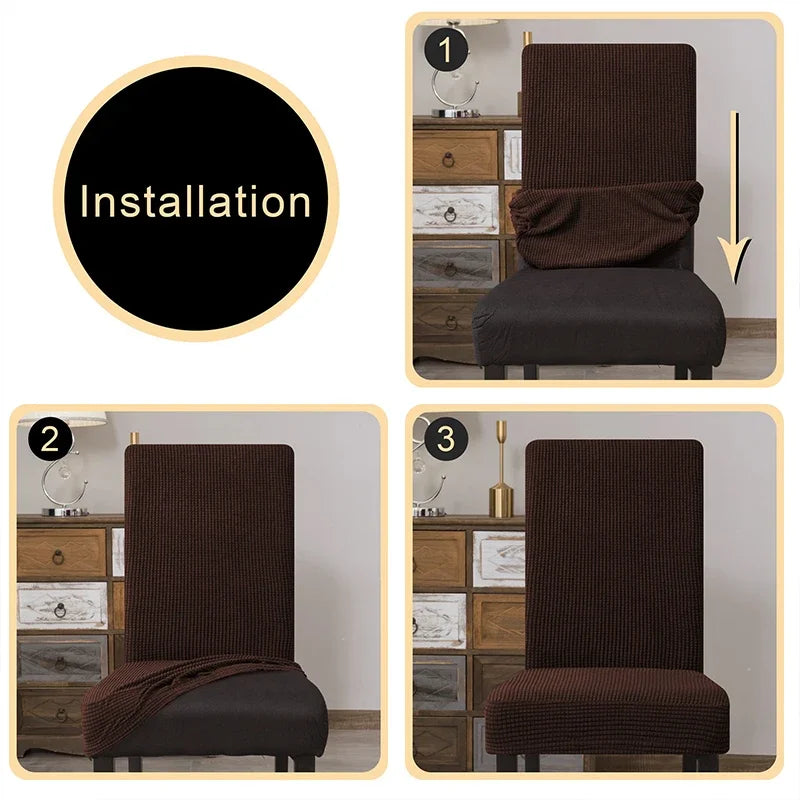 housse chaise marron foncé jacquard moderne élasthanne polyester extensible maison salon mariage