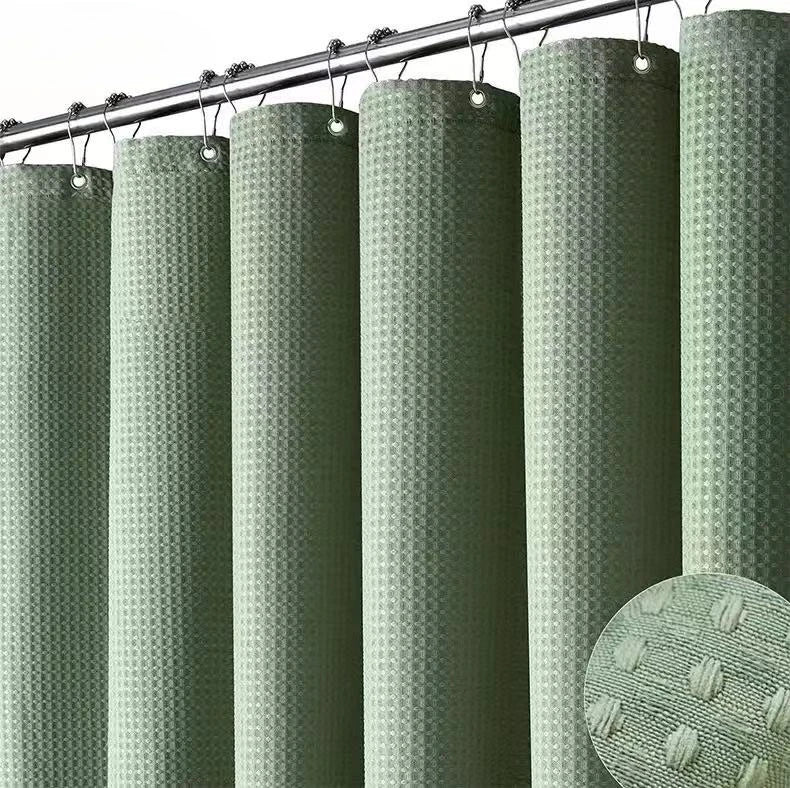 rideau douche vert olive texture points moderne 72x72 crochets polyester