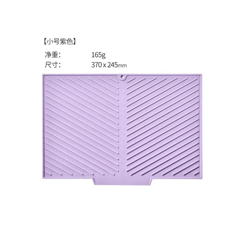 tapis cuisine silicone gris violet rayures diagonales moderne antidérapant respectueux environnement opaquet adhésif