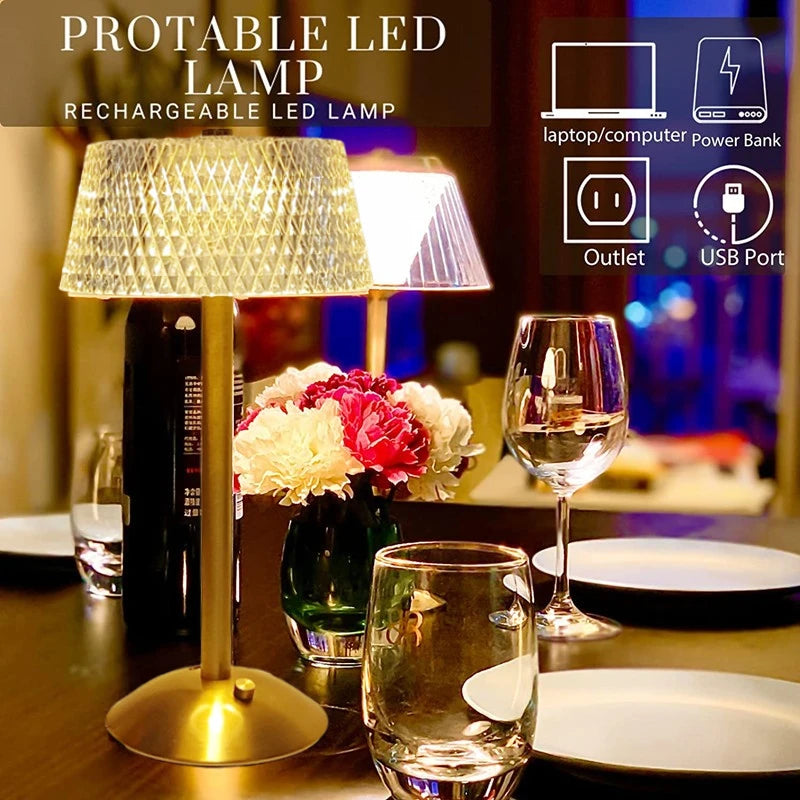 lampe table led rechargeable or blanc abatjour geometrique moderne portableôtel chambre restaurant