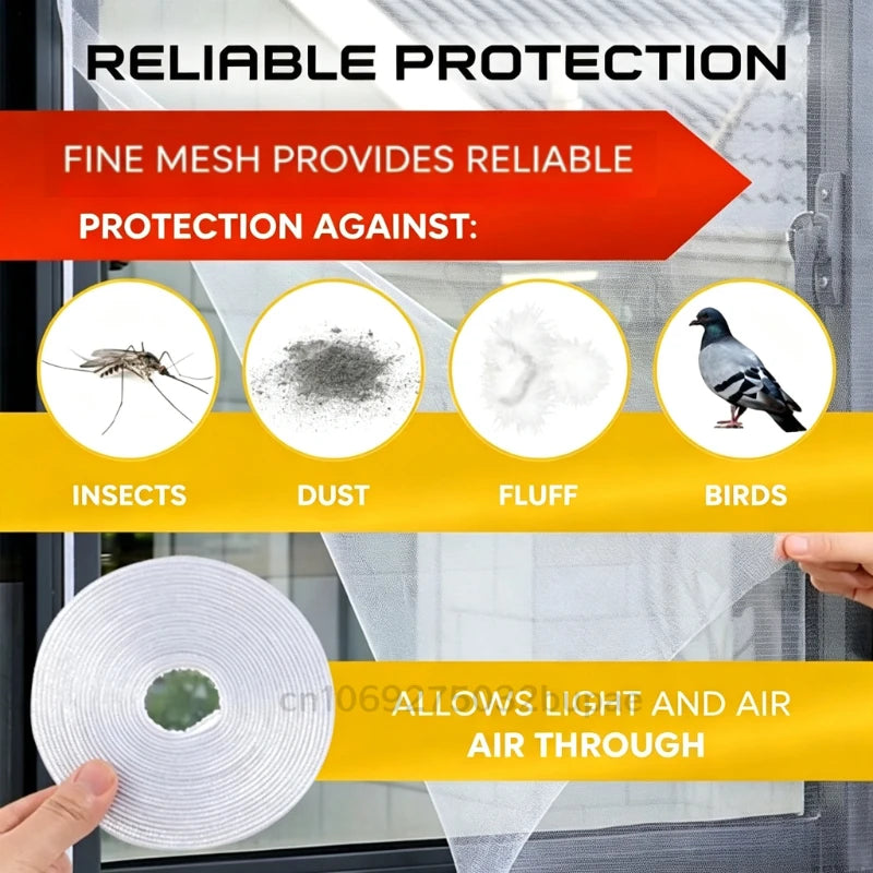 filet anti moustiques adhésif fenêtre blanc translucide maille fine modernerollable sans perçage easy install