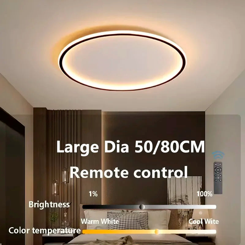 Plafonnier LED moderne blanc rond lisse 50cm 80cm chambre salon