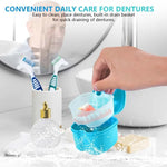 brosse dents conteneur prothèse dentaire bleu blanc moderne pratique hygiène buccale set accessoire santé