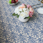 nappe table coton broderie fleur bleue blanche classique extérieure mariage festivité