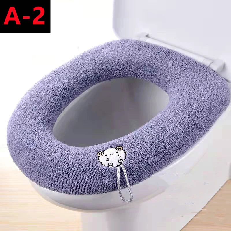 couvre siège toilette violet orange rose bleu microfibre douce adhésif motifs animaux écureuil castor