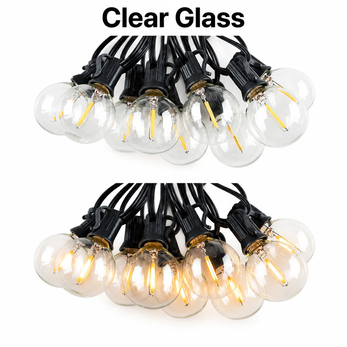 guirlande lumineuse verre vintage ampoules led étanches 220v noir ambre blanc
