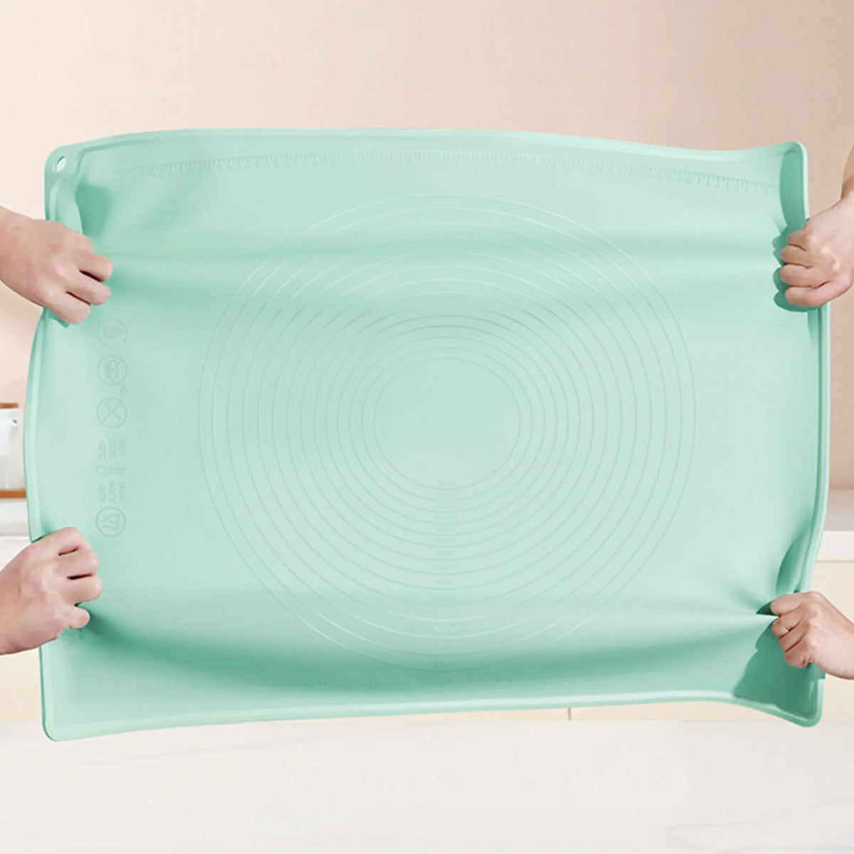 tapis silicone pâtisserie antadhésif vert menthe cercles concentriques surface lisse moderne utilitaire