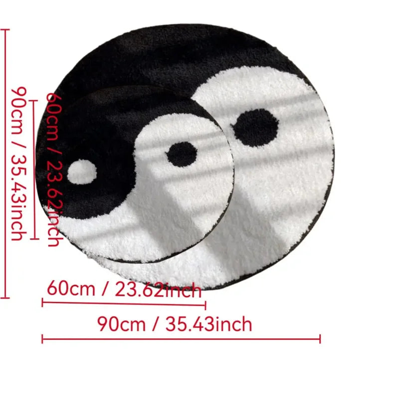 tapis yin yang noir blanc doux moderne minimaliste imperméable antidérapant salon chambre