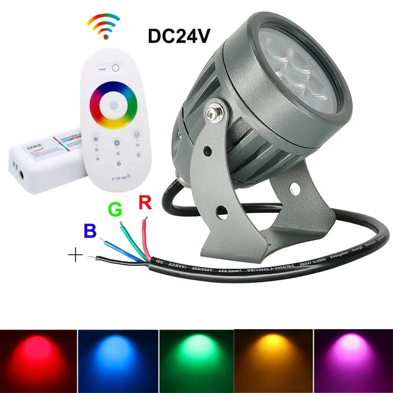 projecteur led gris moderne ip65 controle rgb exterieur jardin 24v 249lm