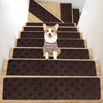 tapis marches escalier marron beige gris motifs géométriques adhésif antidérapantintérieur moderne minimaliste
