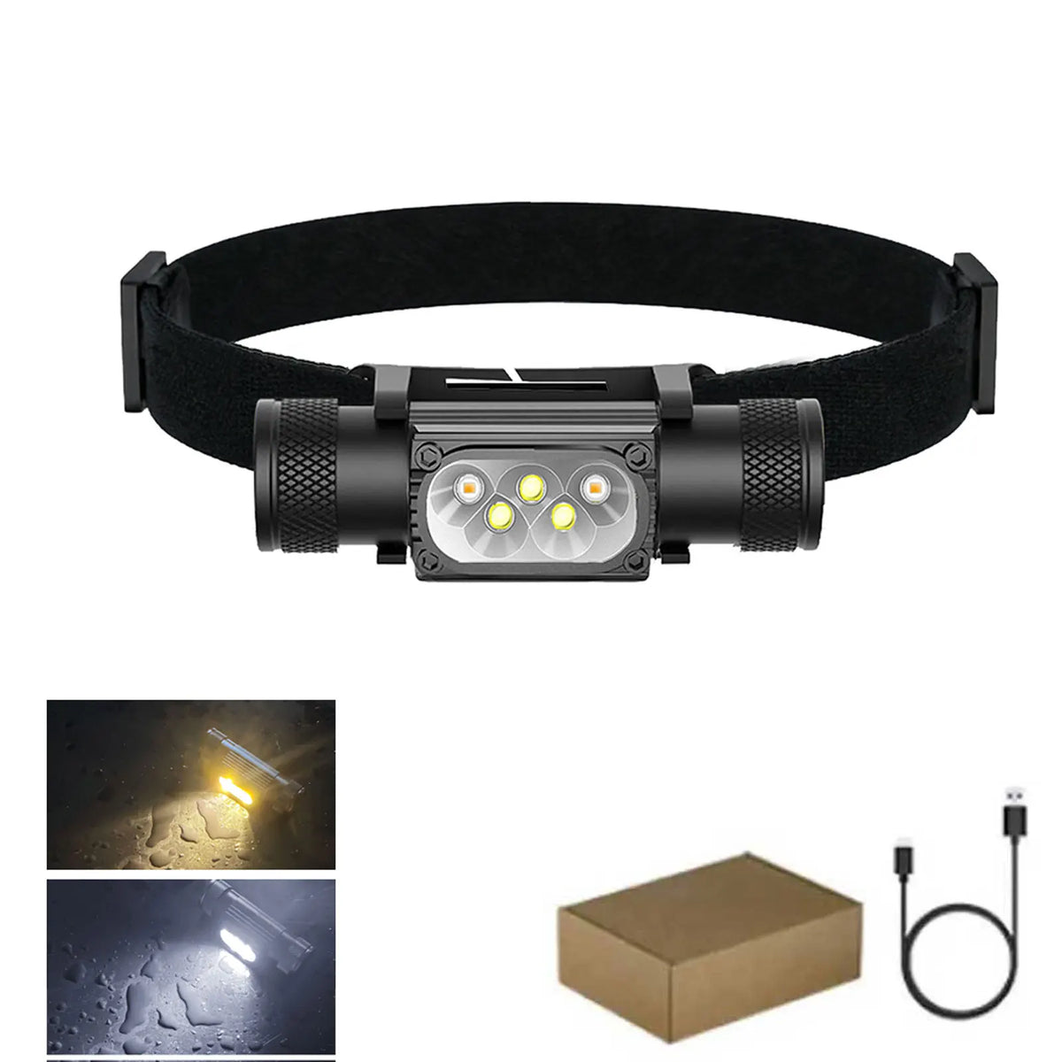 lampe torche rechargeable led uv blanc rouge verte bleue pêche chasse ceinture moderne