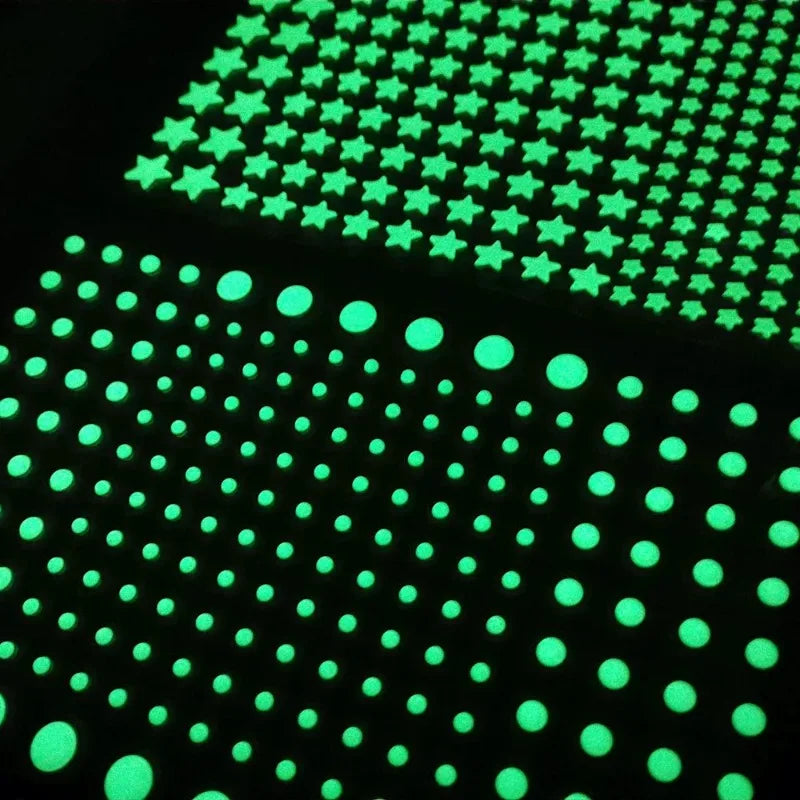 stickers lumineux étoiles vert fluo adhésifs modernes mur chambre enfants