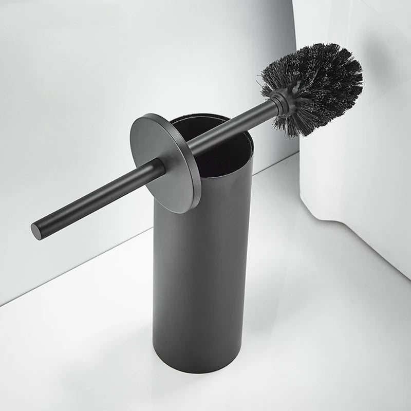 brosse wc murale acier inoxydable noir moderne adhésif poignée bristles