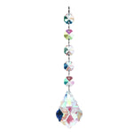 pendentif moderne multicolore facettes brillantes transparents anneaux métalliques chaîne élégants