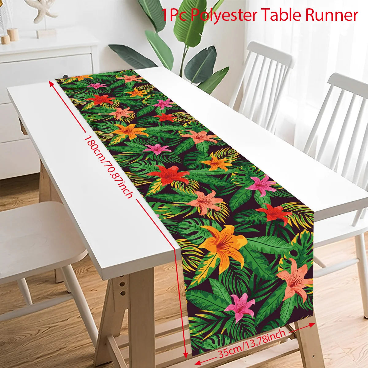 nappe table fête tropicale fleurs feuilles modernes couleurs vives opaque enfants anniversaire