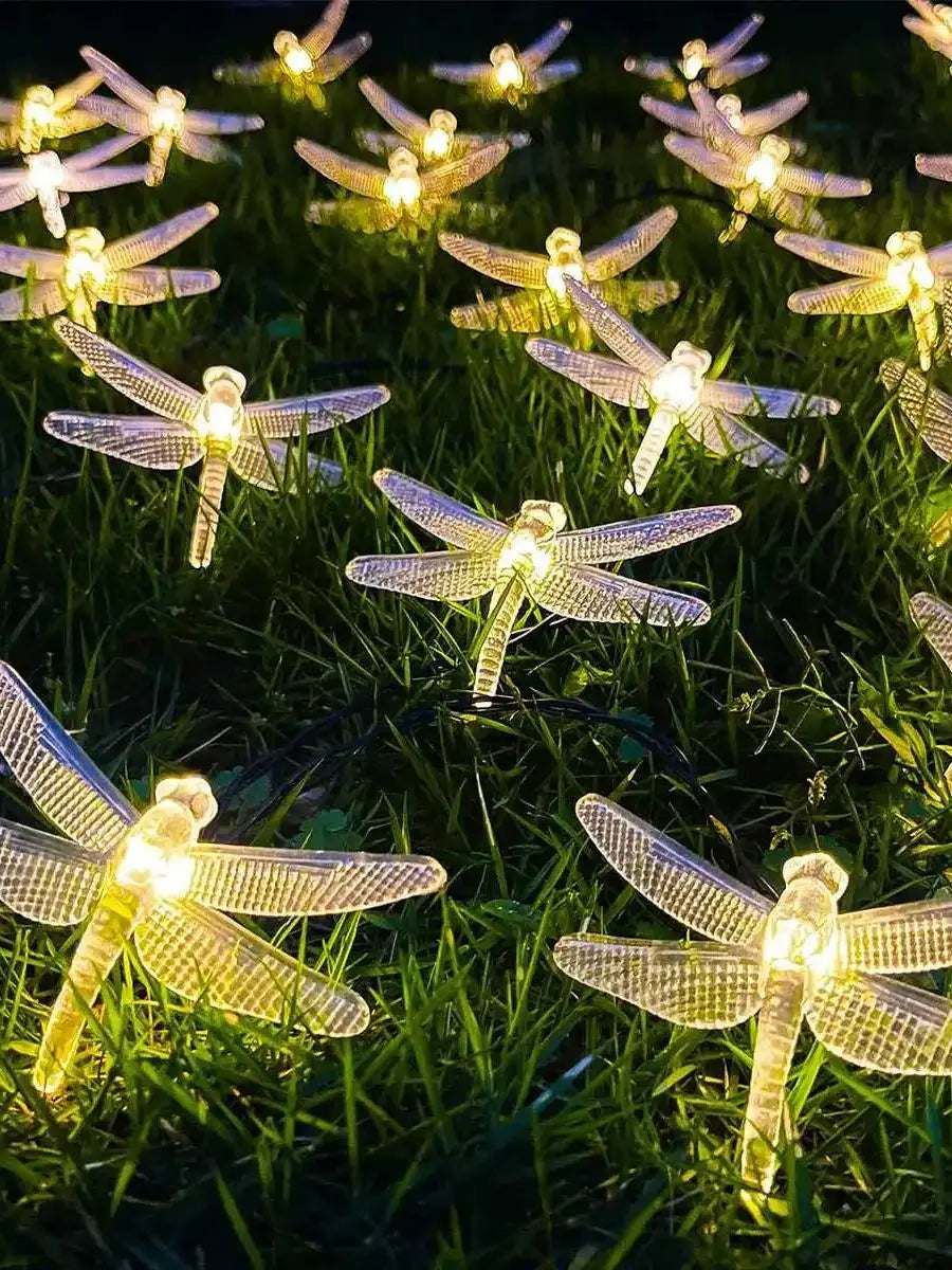 guirlande lumineuse libellules transparente 10 led 1.5m batterie décoration vacances chambre mariage anniversaire festival