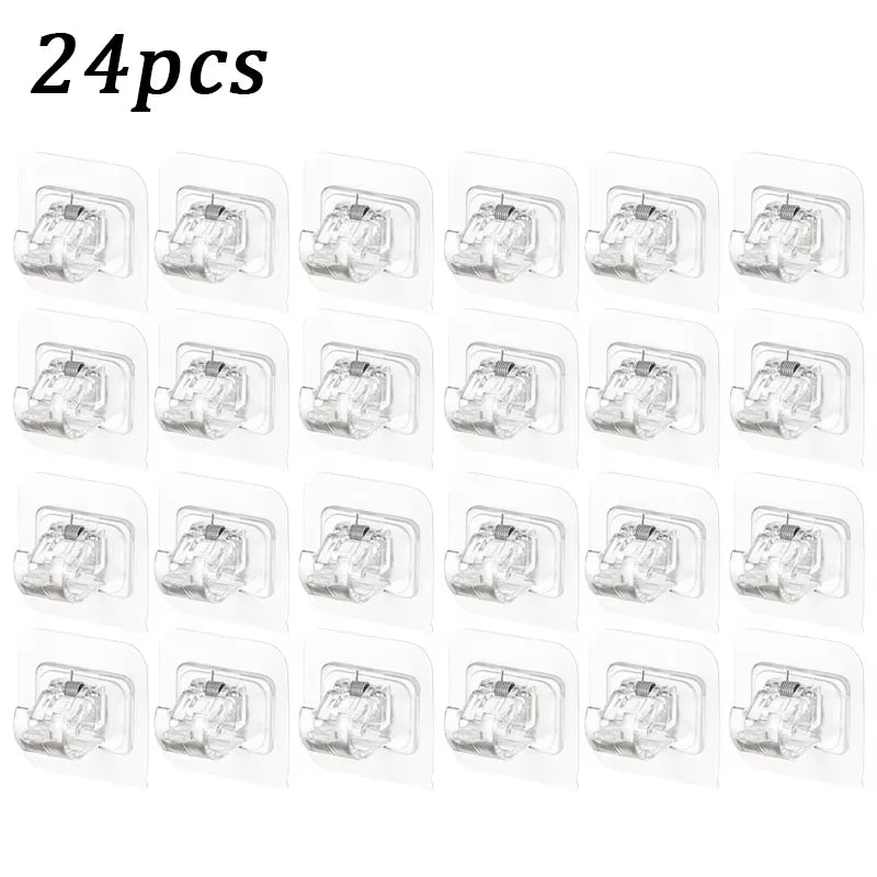 clips suspension adhésifs blancs modernes utilisation multiple support mural rideaux outils cuisine pièces