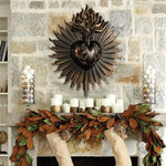 Décoration murale cœur sculpté relief doré feuilles stylisées artisanal baroque marron doré bronze