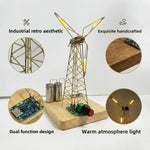 lampe vent industrielle rétro bois métal doré géométrique anniversaire décoration