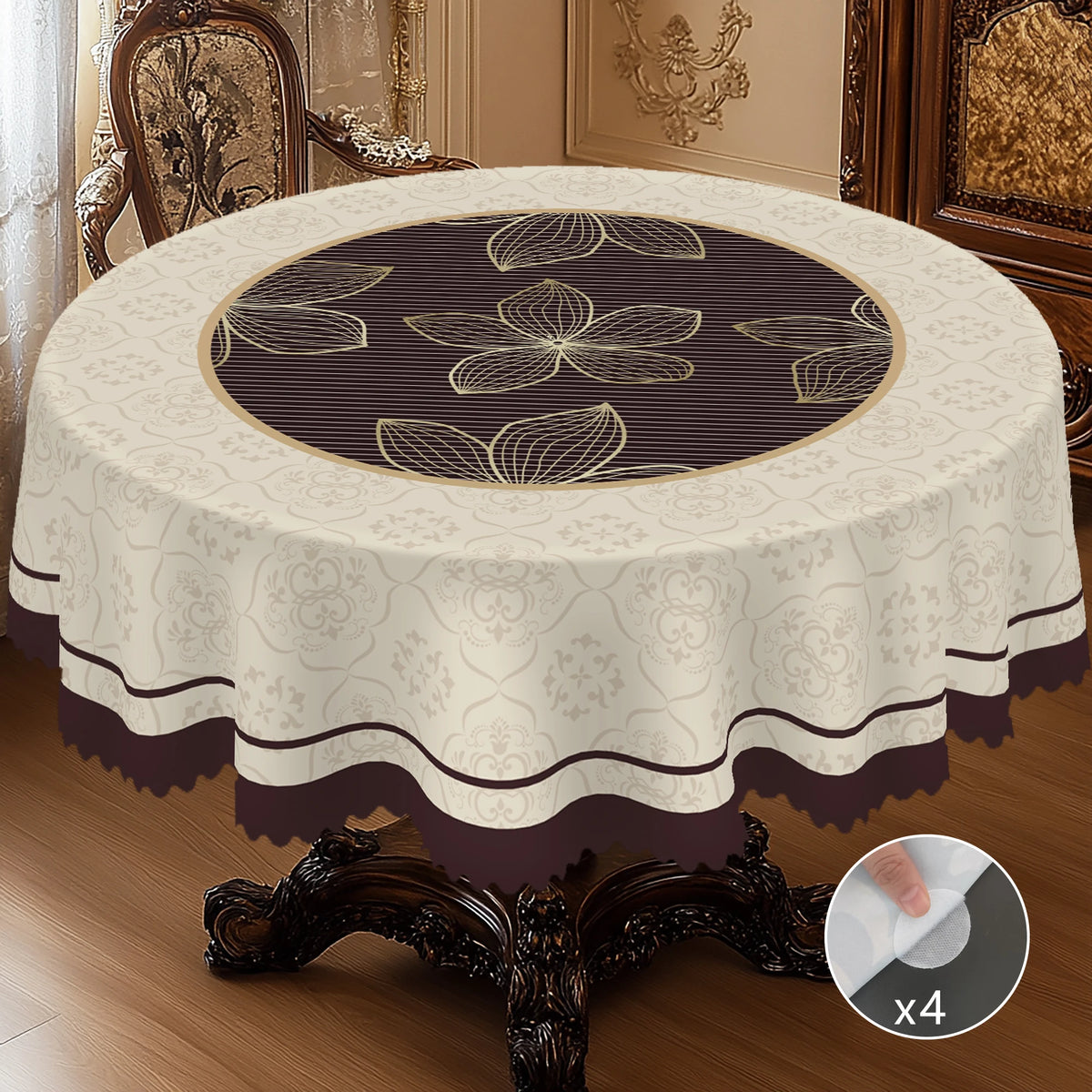 nappe table imperméable fleurs dorées motifs géométriques classique printemps étéextérieur maison