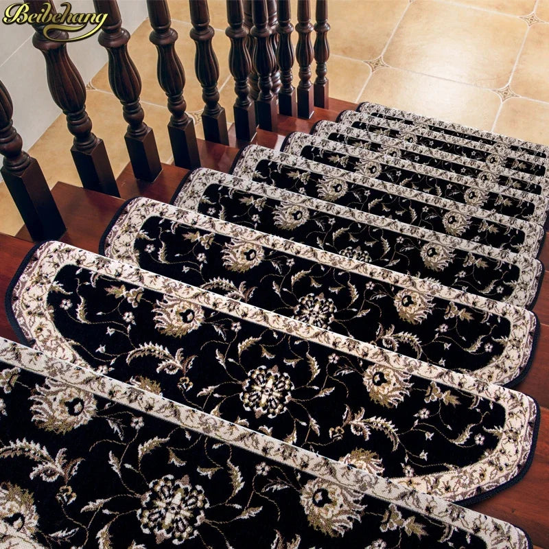 tapis d'escalier adhésif floral ovale salon classique multicolor usage intérieurextérieur