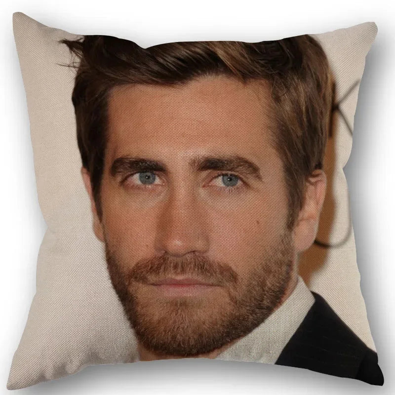 taies d'oreiller coton lin motif jake gyllenhaal moderne bleu marine imprimé décoration maison washable