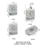 ensemble bain blanc noir ornements floraux pompe savon porte brosse dents porte savon classic