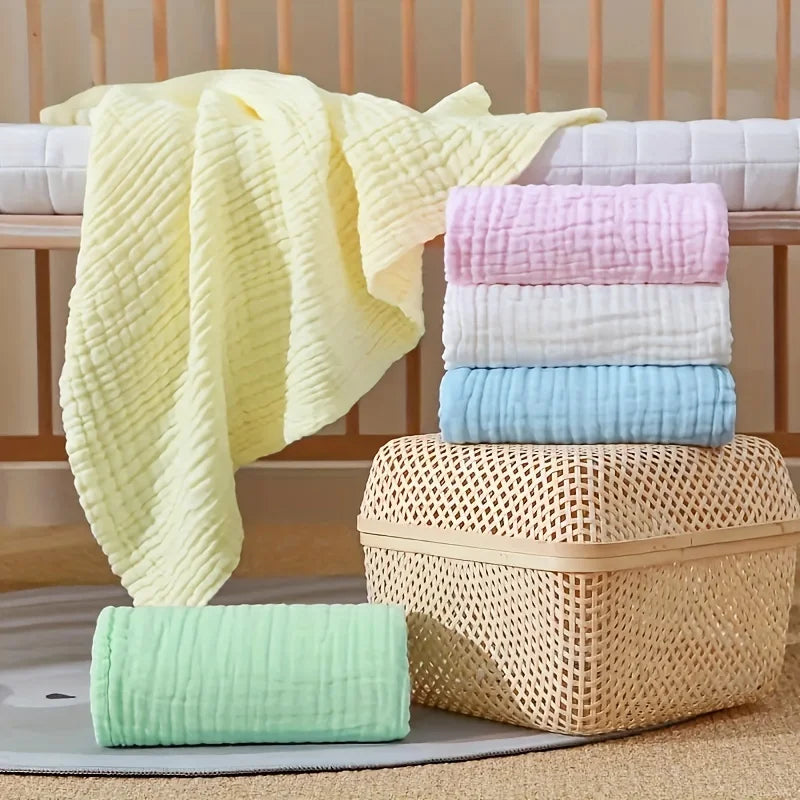 couverture bébé gaze plissée vert pastel douce 12 mois blanc bleu clair