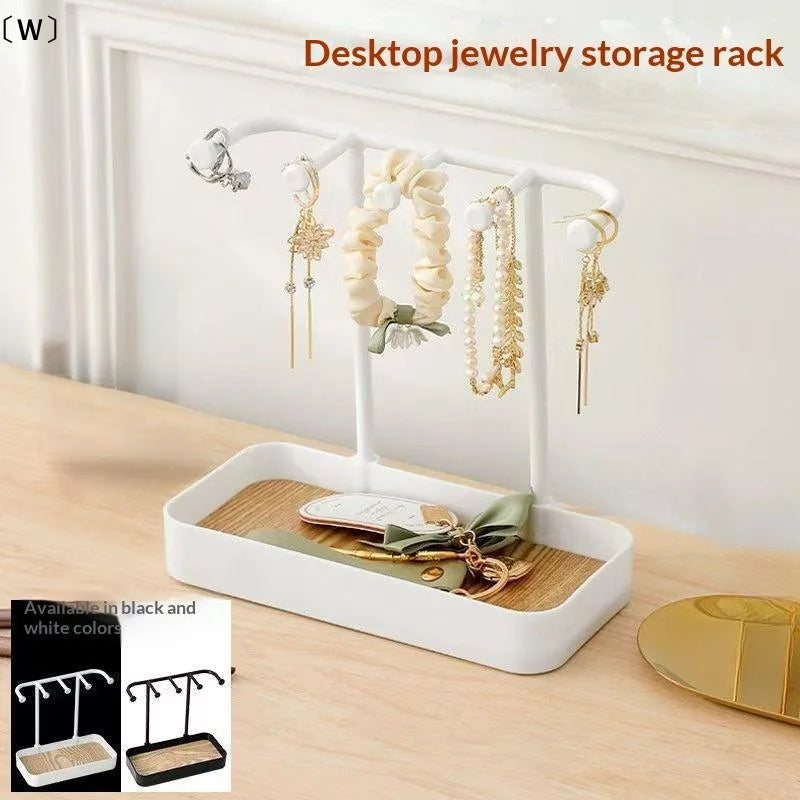 rangement bijoux support noir blanc texture bois moderne porte bijoux clés boîte bijoux