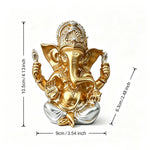 statue ganesha or argent résine détails complexes spirituel décoratif maison salon