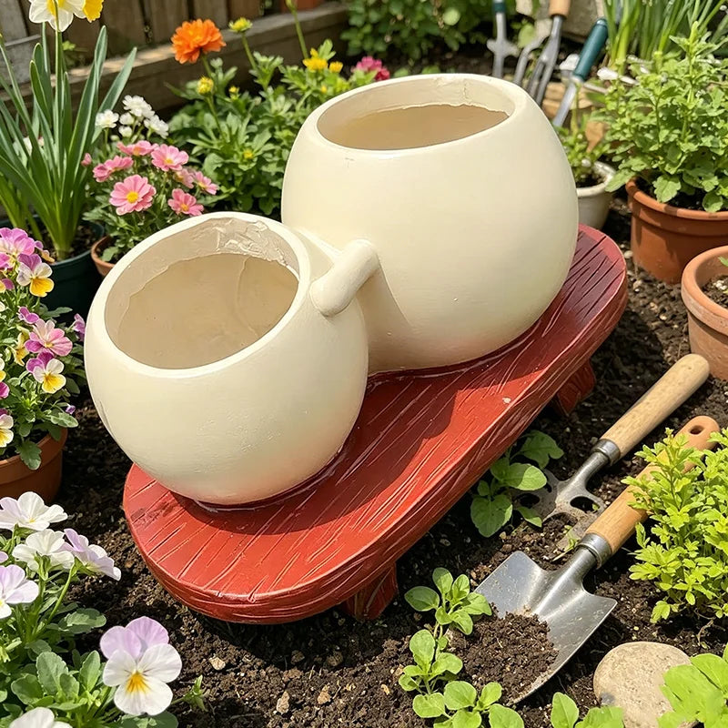 cache pot résine blanc souriant livre décoratif unique plante miniature personnalisé adultes unisexe