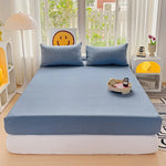 drap plat coton lavé uni moderne lit double grande taille confort doux maison