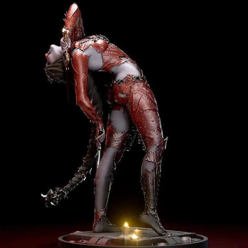 statue résine rouge noire détails métalliques gothique articulée anniversaire 14+