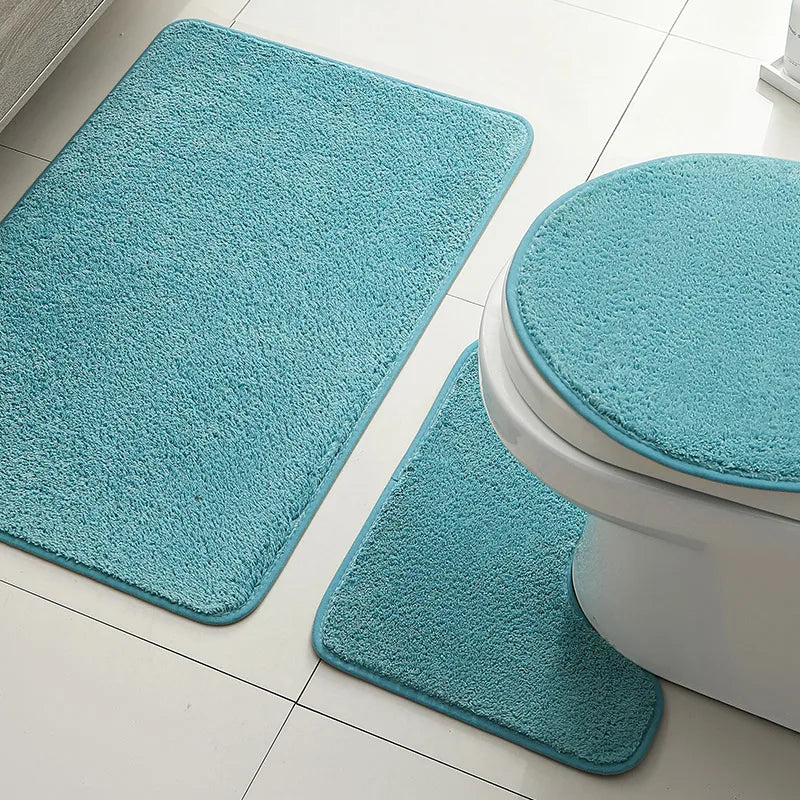 tapis bain set moderne gris foncé beige doux absorbant antidérapant respectueux environnement salle bain