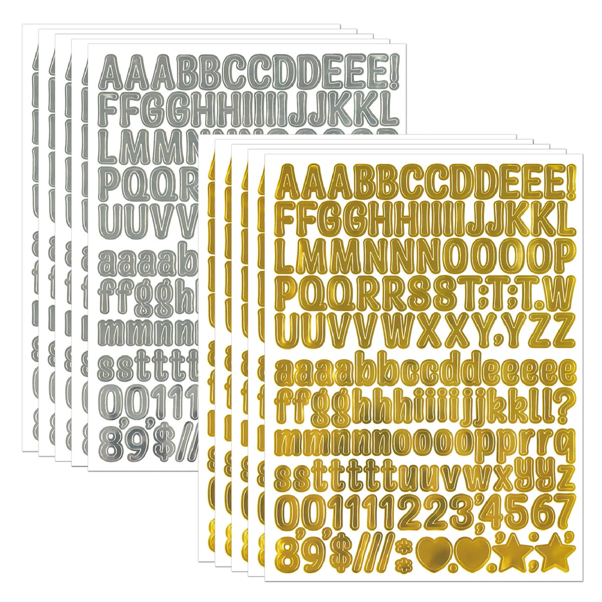 sticker lettre majuscule minuscule chiffre or argent adhésif moderne élégant bijou diy craft alphabet