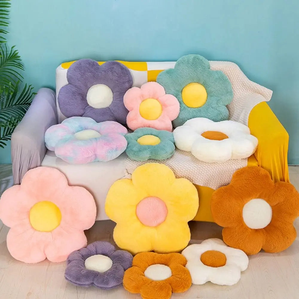 coussin fleur doux moelleux blanc noir vert jaune rose violet moderne enfant 35cm