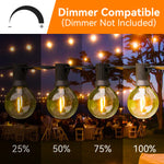 Détail des ampoules en forme de boule de la guirlande lumineuse rétro