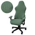 Housse chaise jeu polyester jacquard moderne noire carreaux géométriques zip ceinture