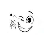 sticker autocollant toilette visage souriant dessin animé simple pvc noir inclusion chambre bains décoration