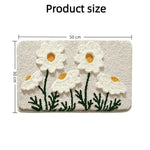 tapis sol fleurs naturel beige blanc vert salle bain intérieur antidérapant durable polyester feutre